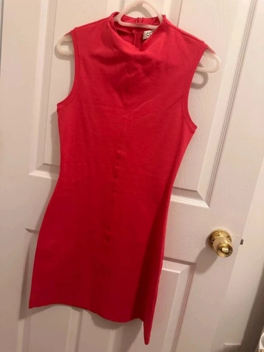 COS Coral Sleeveless Mock Neck Dress – XS